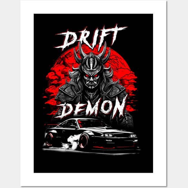 Drift Demon Samurai JDM Car Drifting Phonk Music Trash Gang Japan Style Wall Art by FuturisticPixel